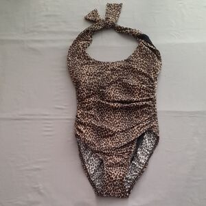 Miraclesuit Black and Leopard Print Swimwear - Size 8